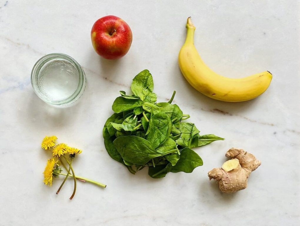 Dandelion Greens Smoothie with Banana and Ginger