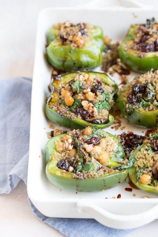 Dandelion Greens and Quinoa Stuffed Peppers