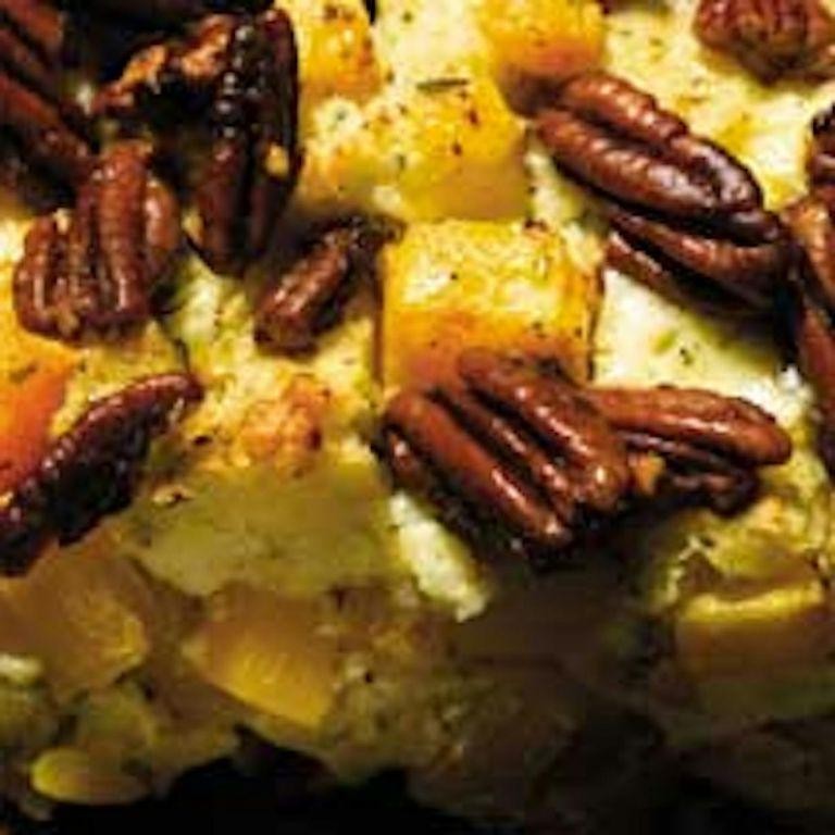 Delicata Squash and Pecan Bread Pudding