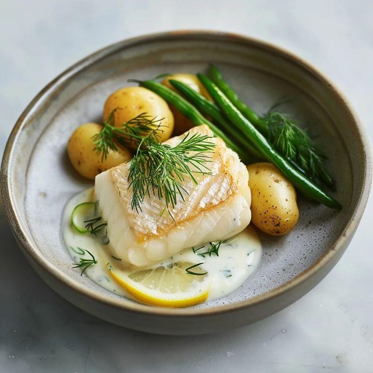 Dill and Mustard Poached Cod