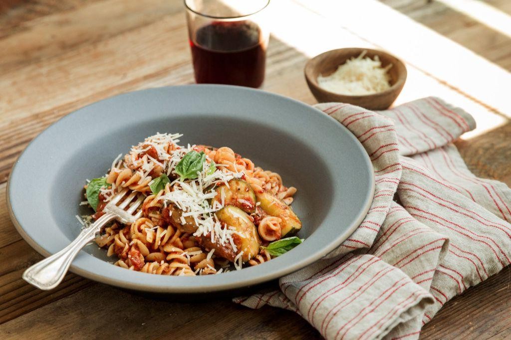 Eggplant and Zucchini Pasta Primavera