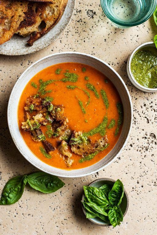 Eggplant and Zucchini Soup with Fresh Herbs