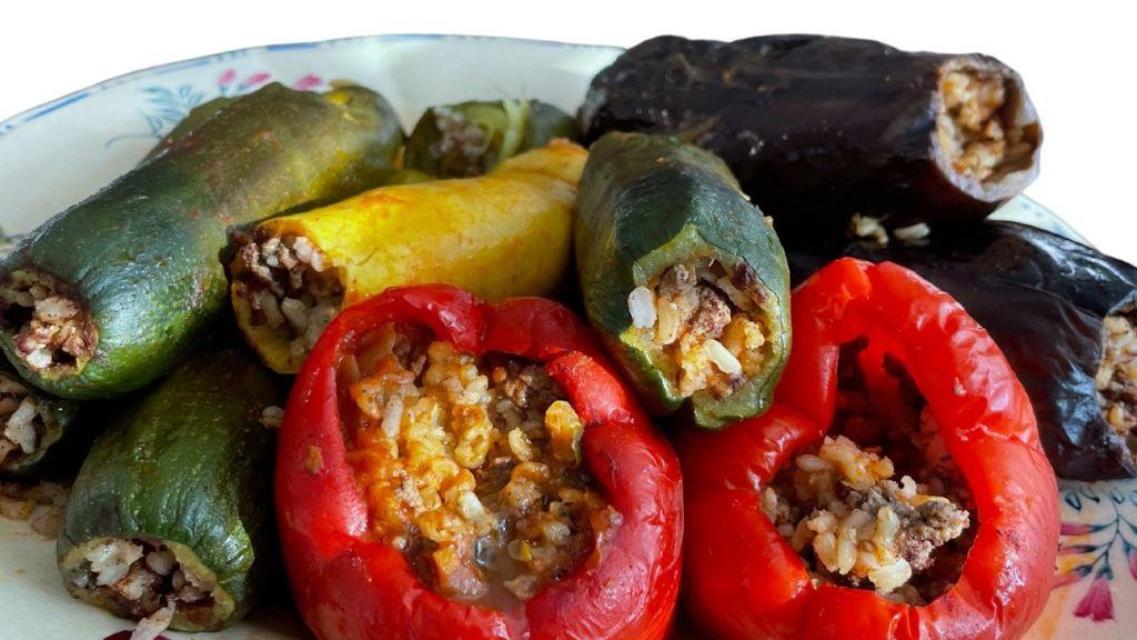 Eggplant and Zucchini Stuffed Peppers