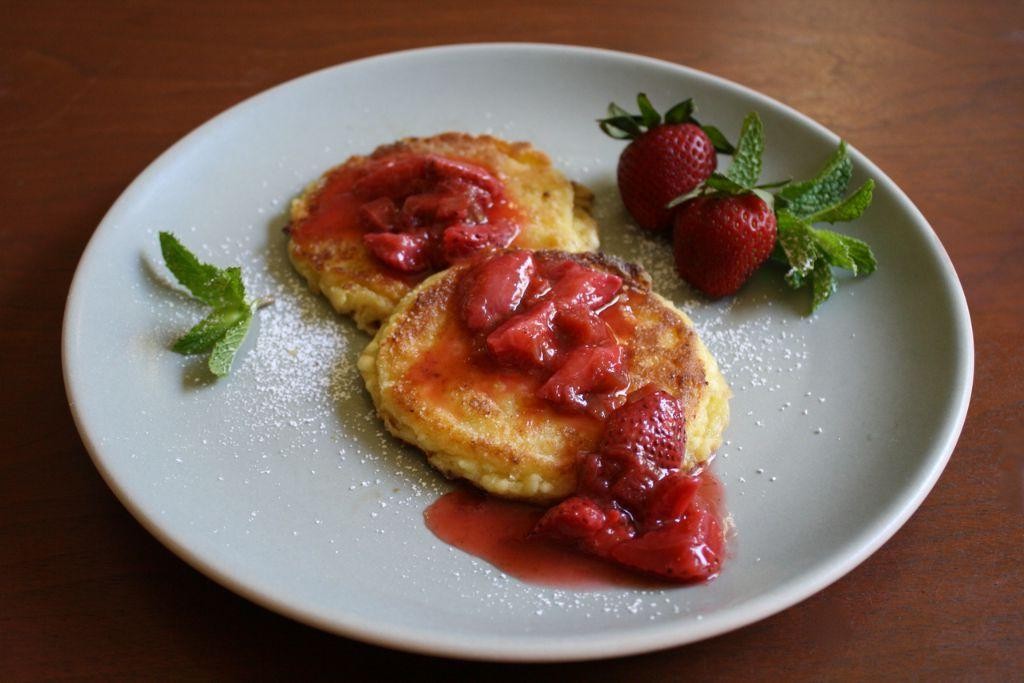 Farmers Cheese Pancakes with Berry Compote