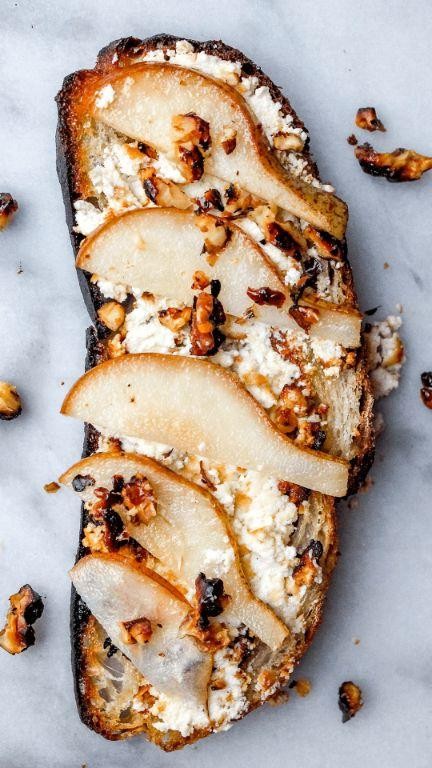 Farmers Cheese and Honey Toast with Walnuts