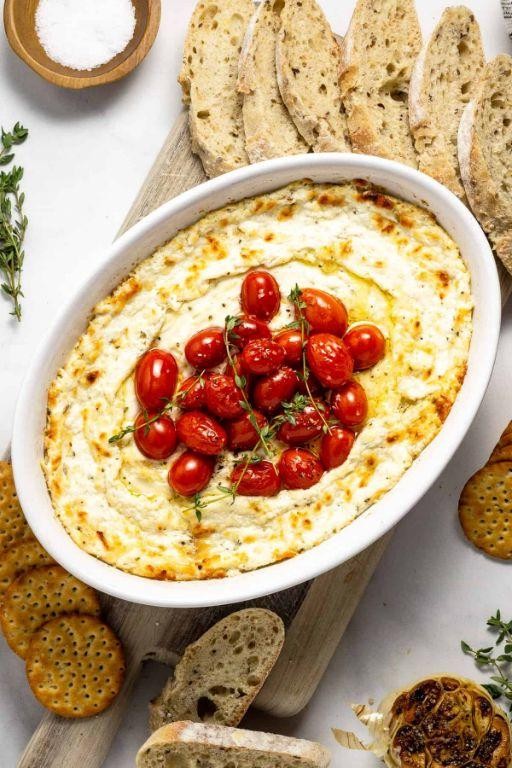 Farmers Cheese and Roasted Garlic Dip