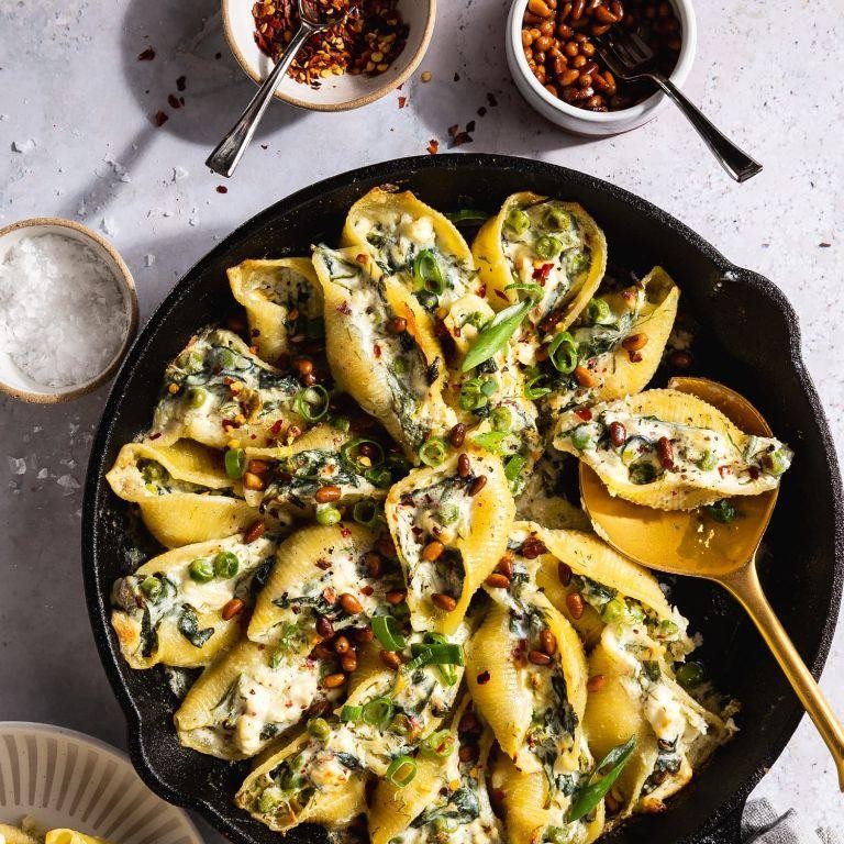 Farmers Cheese and Spinach Stuffed Shells