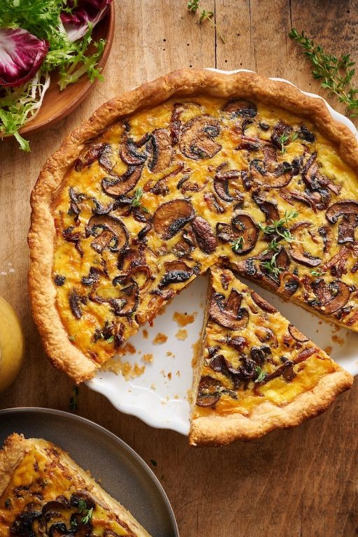 French Fried Onion and Mushroom Quiche