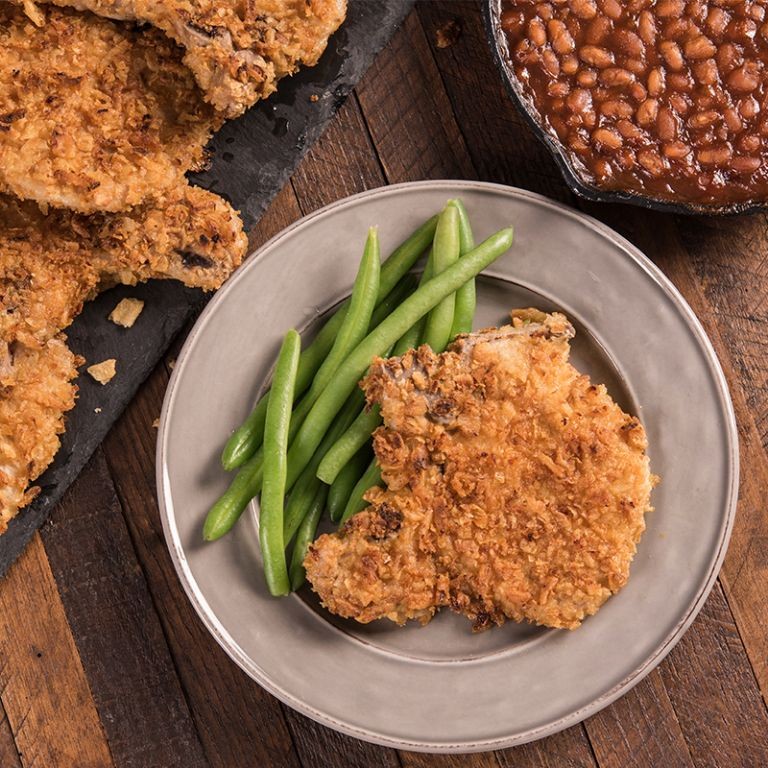 French Fried Onion-Crusted Pork Chops