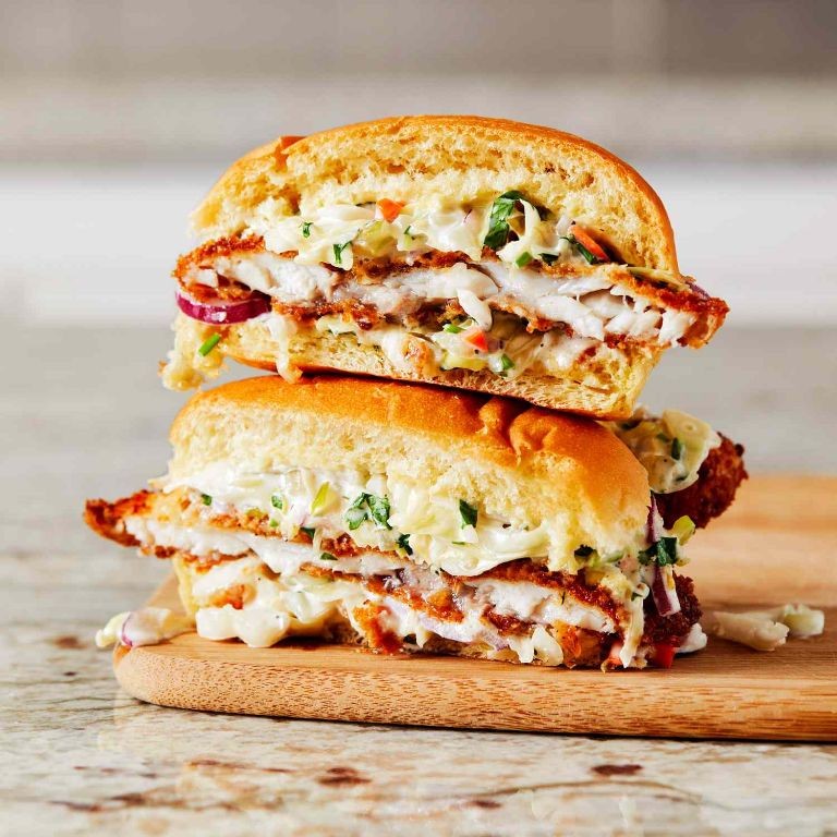 Fried Catfish Sandwich with Pickled Slaw