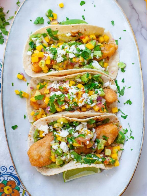 Fried Catfish Tacos with Mango Salsa