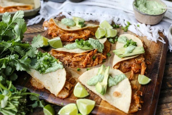 Frozen Chicken Breast Tacos with Avocado Lime Crema
