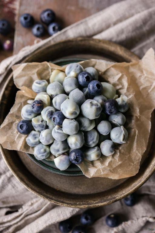 Frozen yogurt-covered blueberries