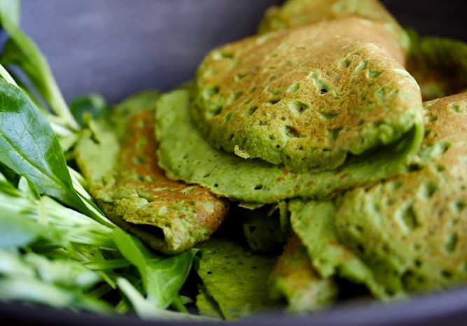 Fuji Apple and Spinach Stuffed Crepes