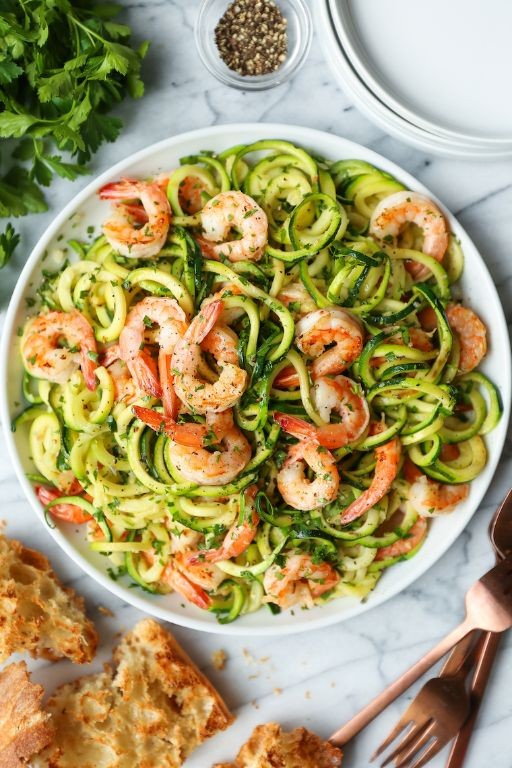 Garlic Butter Shrimp Power Bowl with Zucchini Noodles