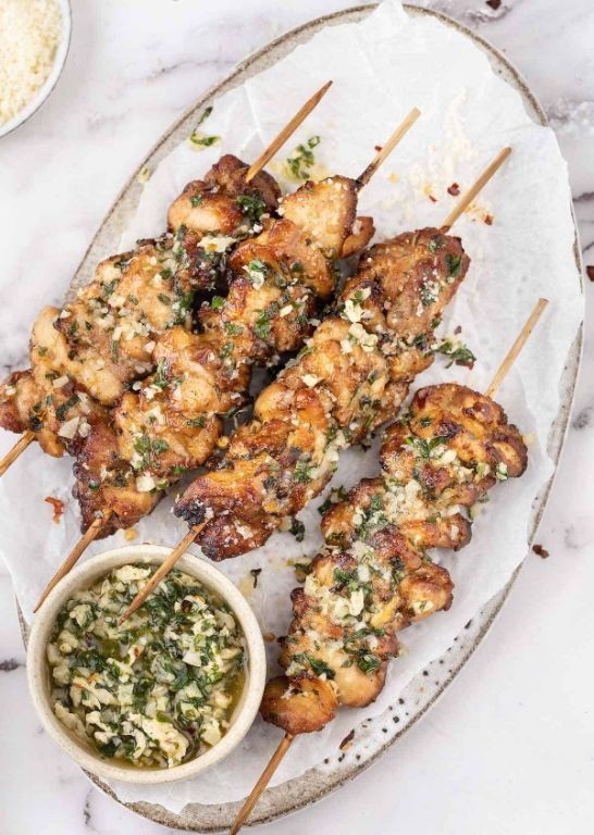 Garlic Parmesan Little Smokies Skewers