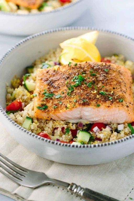 Garlic and Herb Roasted Salmon with Quinoa