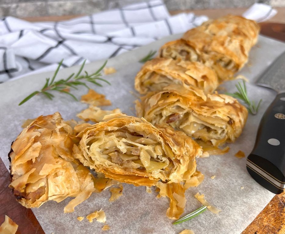 German Cabbage Strudel with Puff Pastry