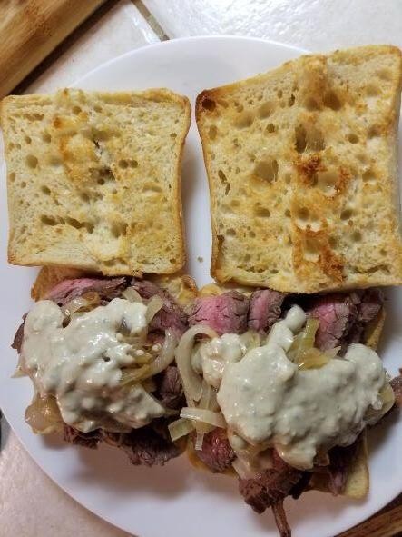 Gorgonzola and Caramelized Onion Steak Sandwich