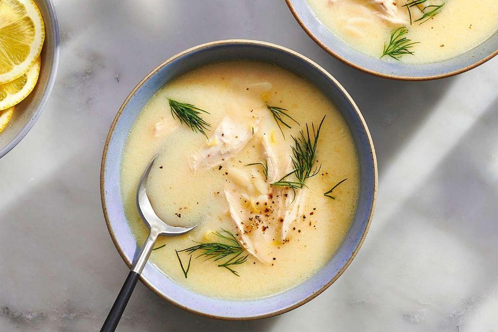 Greek Avgolemono Soup with Lemon and Egg