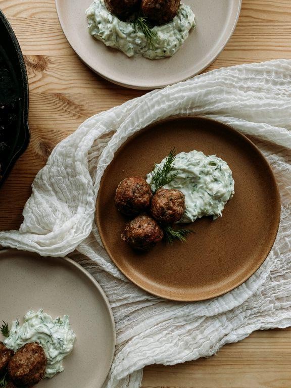 Greek Lamb Manwich with Tzatziki