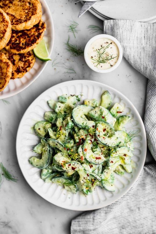 Greek Yogurt Tuna Cakes with Dill Cucumber Sauce