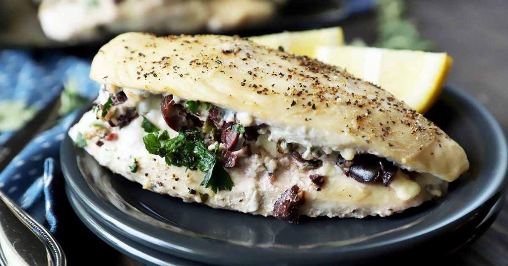 Greek olive and feta stuffed chicken breasts