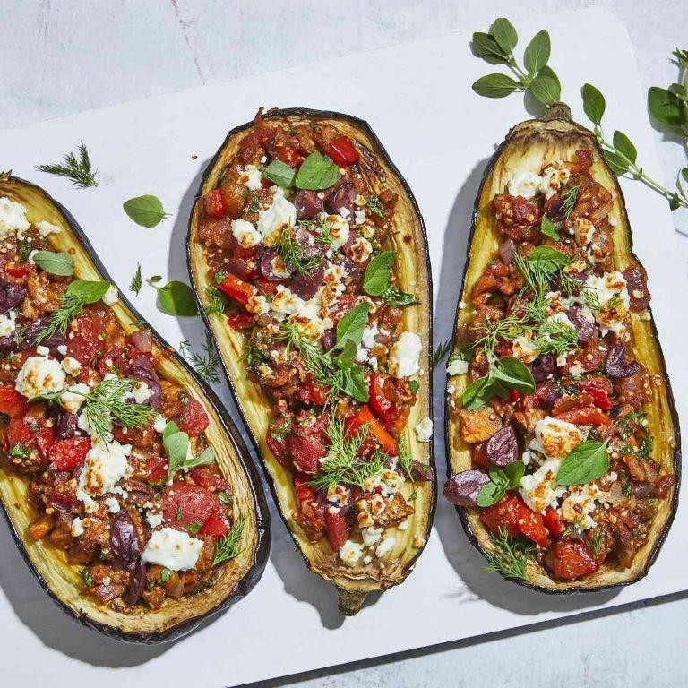 Greek-Style Stuffed Eggplant