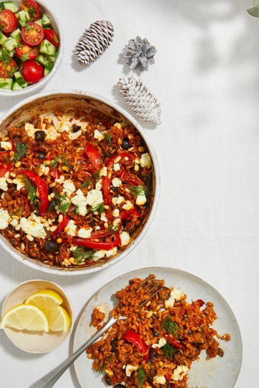 Greek-Style Tomato and Feta Rice Bake