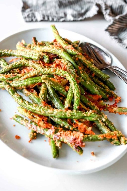 Green Beans with Almond Crust and Parmesan