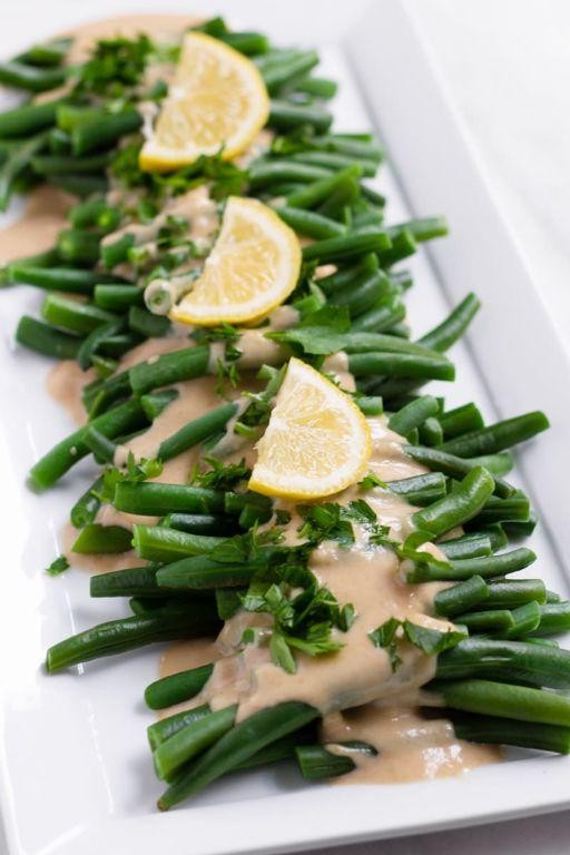 Green Beans with Lemon Tahini Dressing