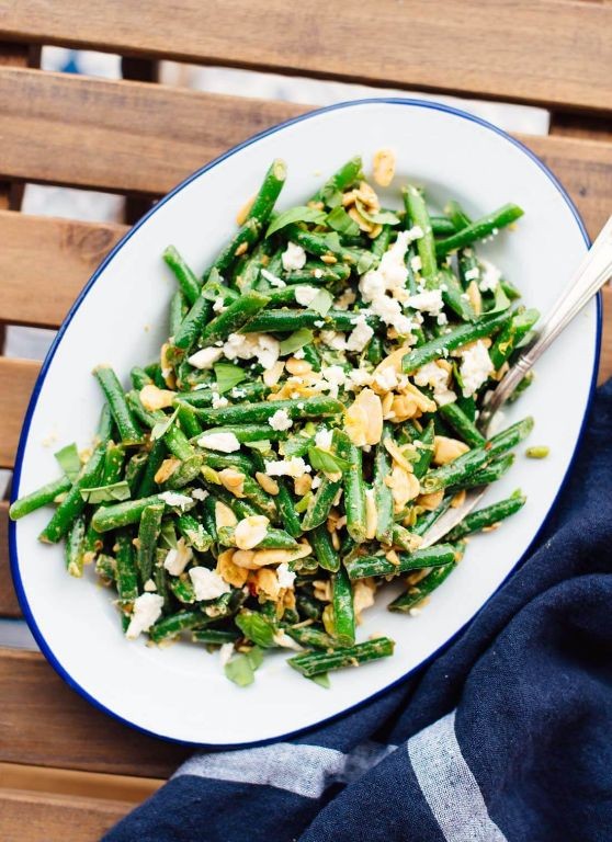 Green Beans with Toasted Almonds and Feta Cheese