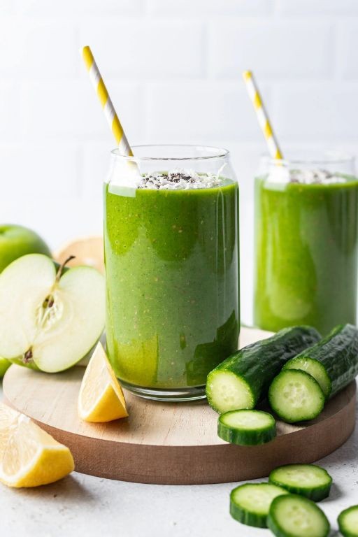 Green Detox Smoothie with Spinach and Apple