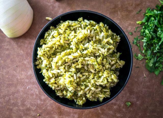Green Mexican Rice with Poblano