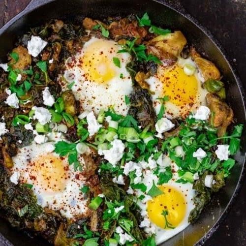Green Shakshouka with Spinach and Kale