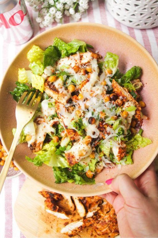 Grilled Chicken Caesar Salad with Parmesan Crisps