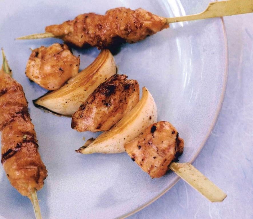 Grilled Chicken and Onion Skewers