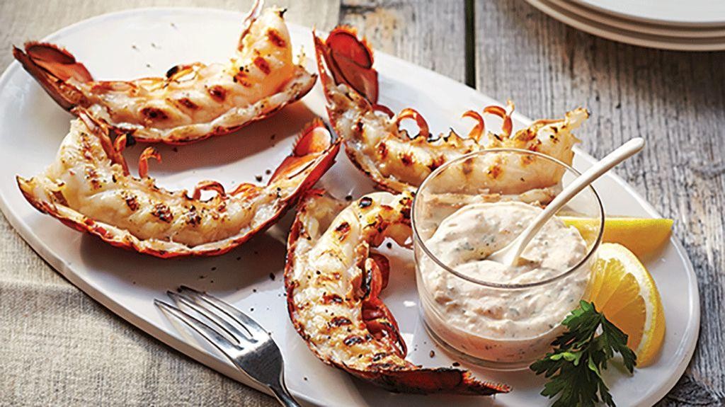 Grilled Lobster Tails with Lemon Garlic Aioli