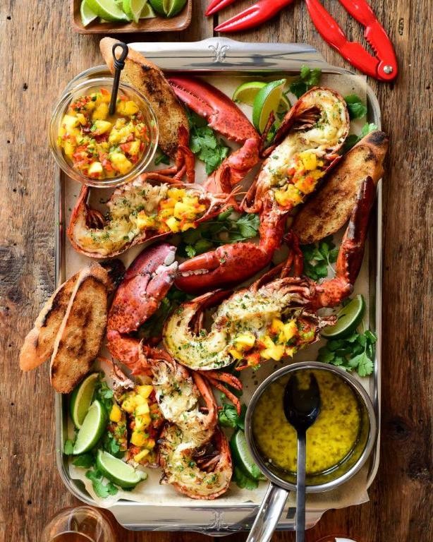 Grilled Lobster Tails with Mango Salsa