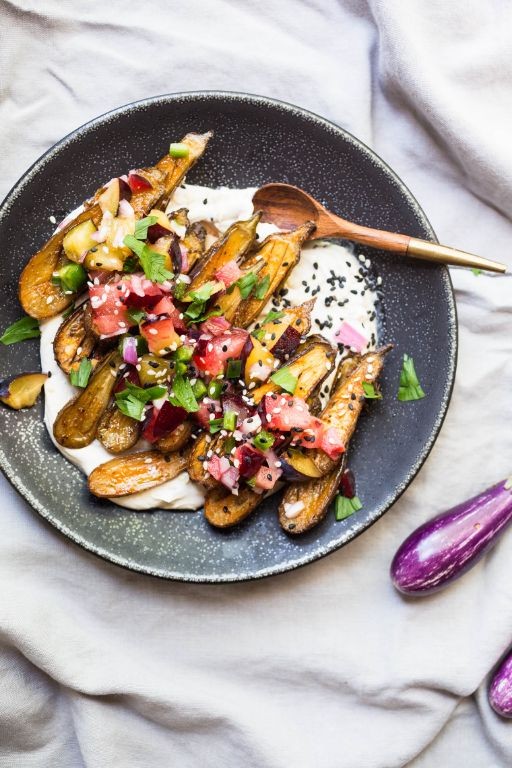 Grilled Mini Eggplant with Tahini Drizzle