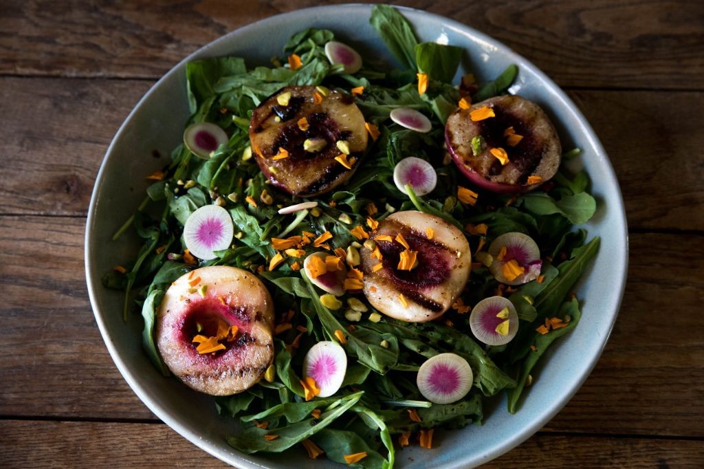 Grilled Nectarine Salad with Arugula