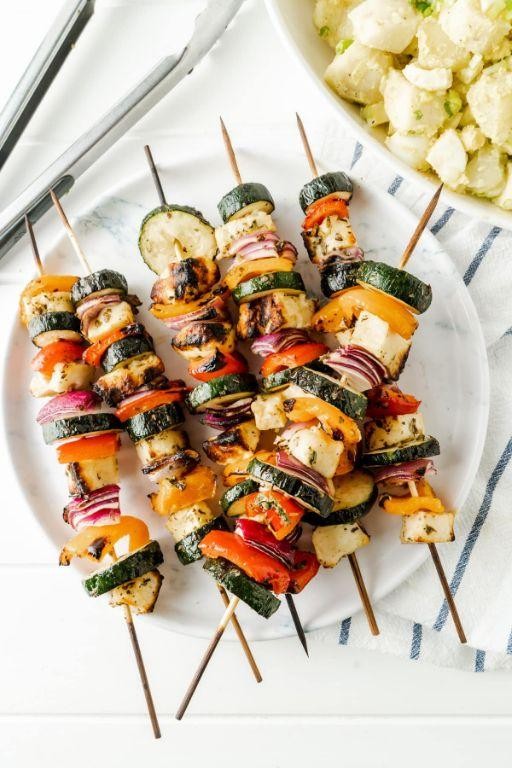 Grilled Pumpkin and Halloumi Skewers