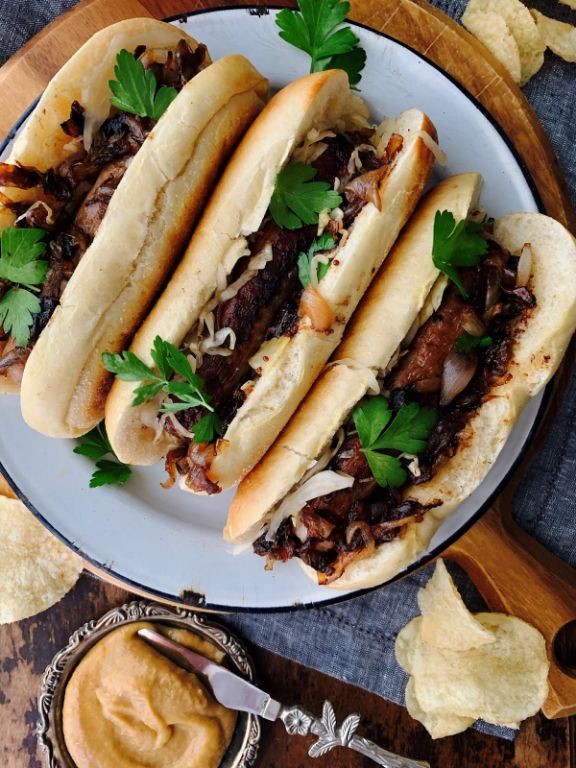 Grilled Sausage with Caramelized Sauerkraut