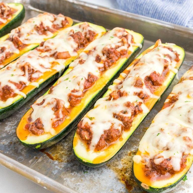 Ground Beef and Cream Cheese Stuffed Zucchini