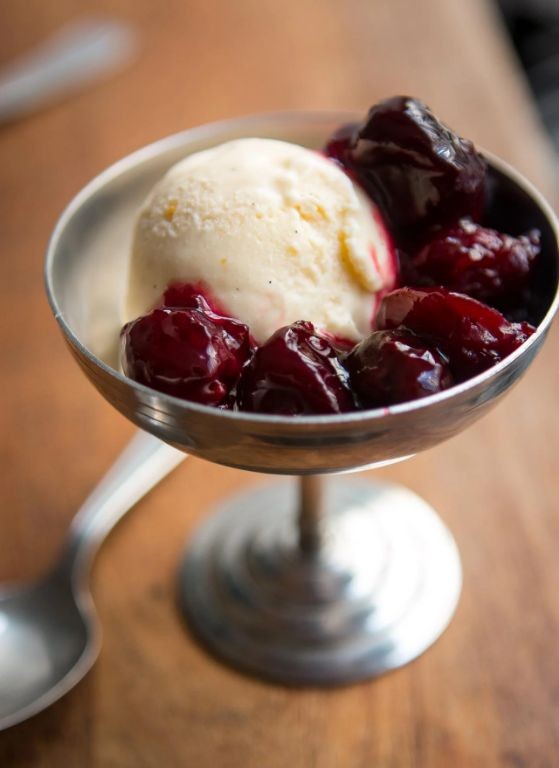 Ground Cherry Compote over Ice Cream