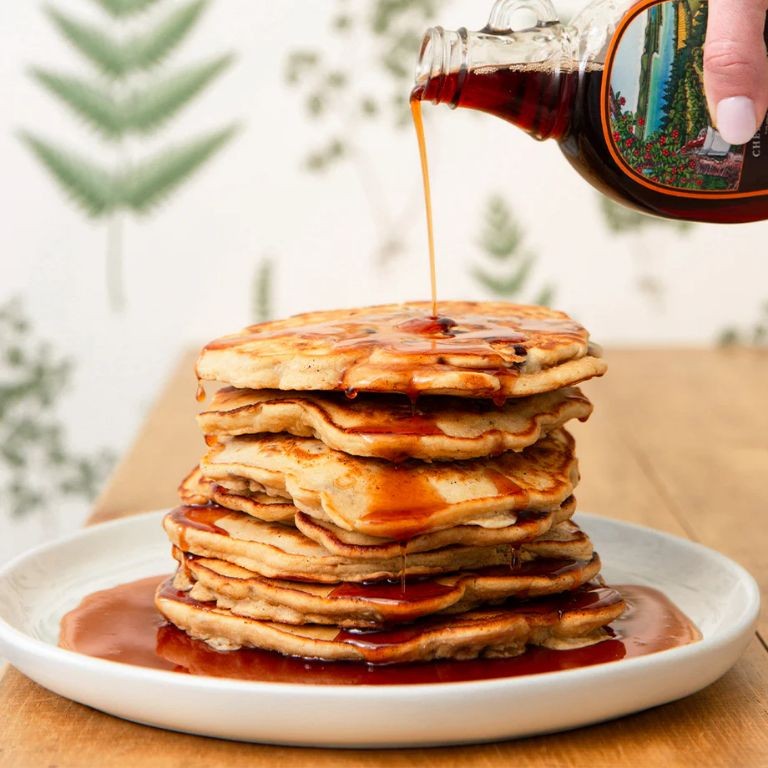 Ground Cherry Pancakes with Maple Syrup