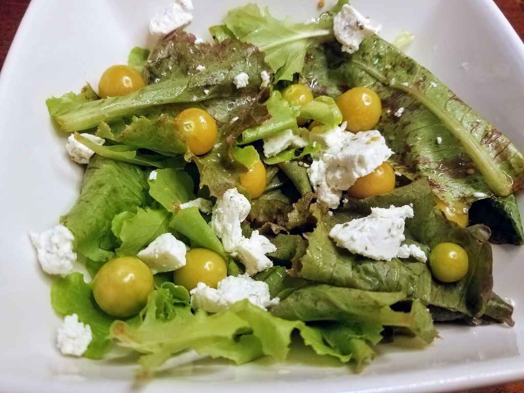 Ground Cherry and Goat Cheese Salad
