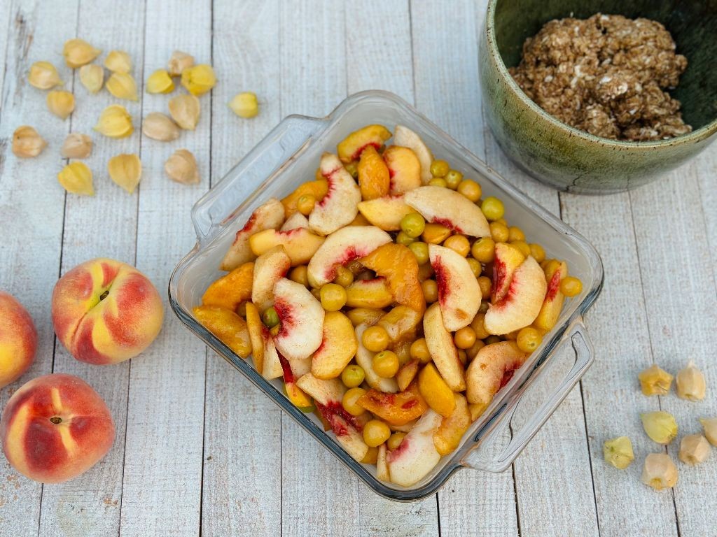 Ground Cherry and Peach Cobbler