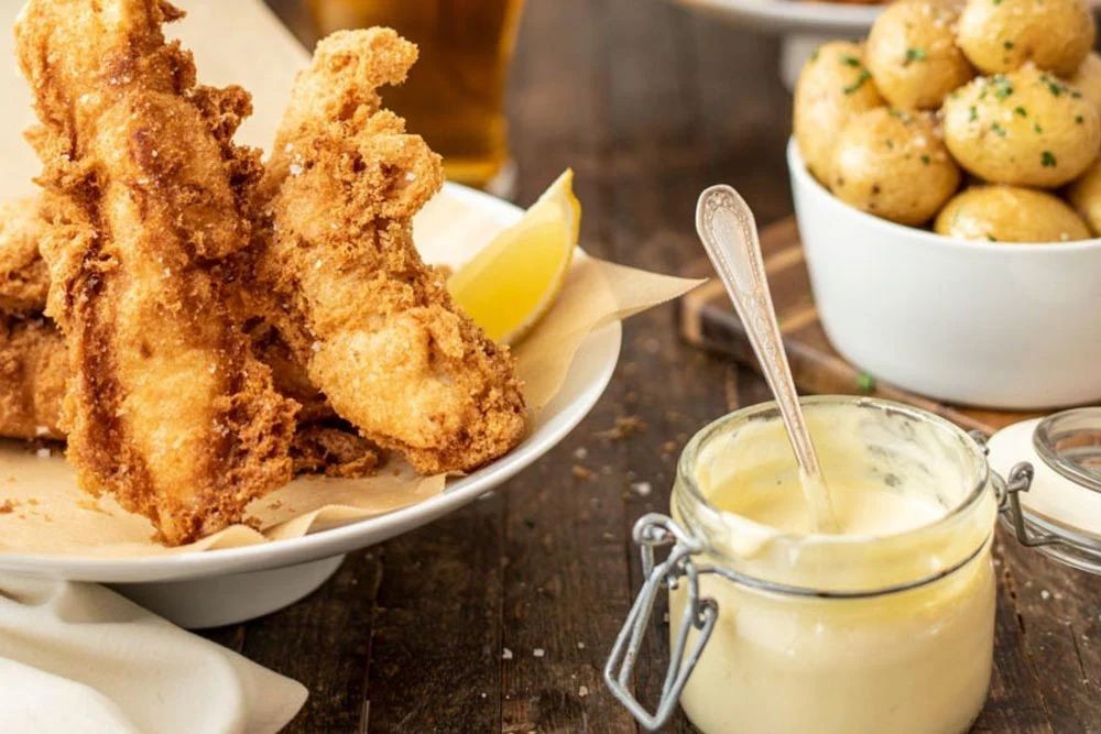 Halibut Fish and Chips with Malt Vinegar