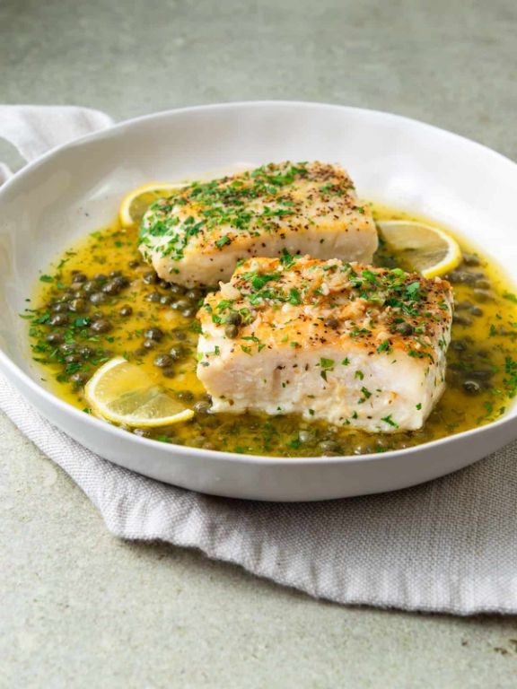 Halibut Piccata with Capers and White Wine